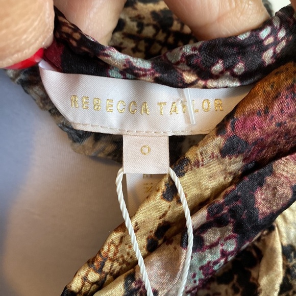 Rebecca Taylor Silk  Snakeprint Mock Neck Blouse - Picture 11 of 12